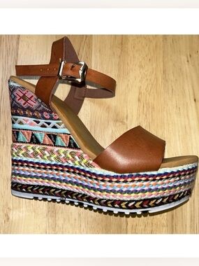Patrizia by Spring Step Colorful Ornate Woven Wedge Sandals